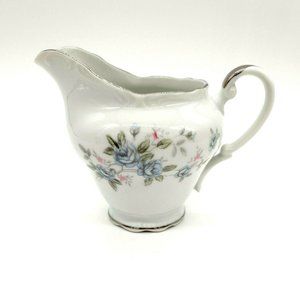Empress China El Patio K 1847 Creamer Pitcher Handle Blue Rose Silver Japan Set